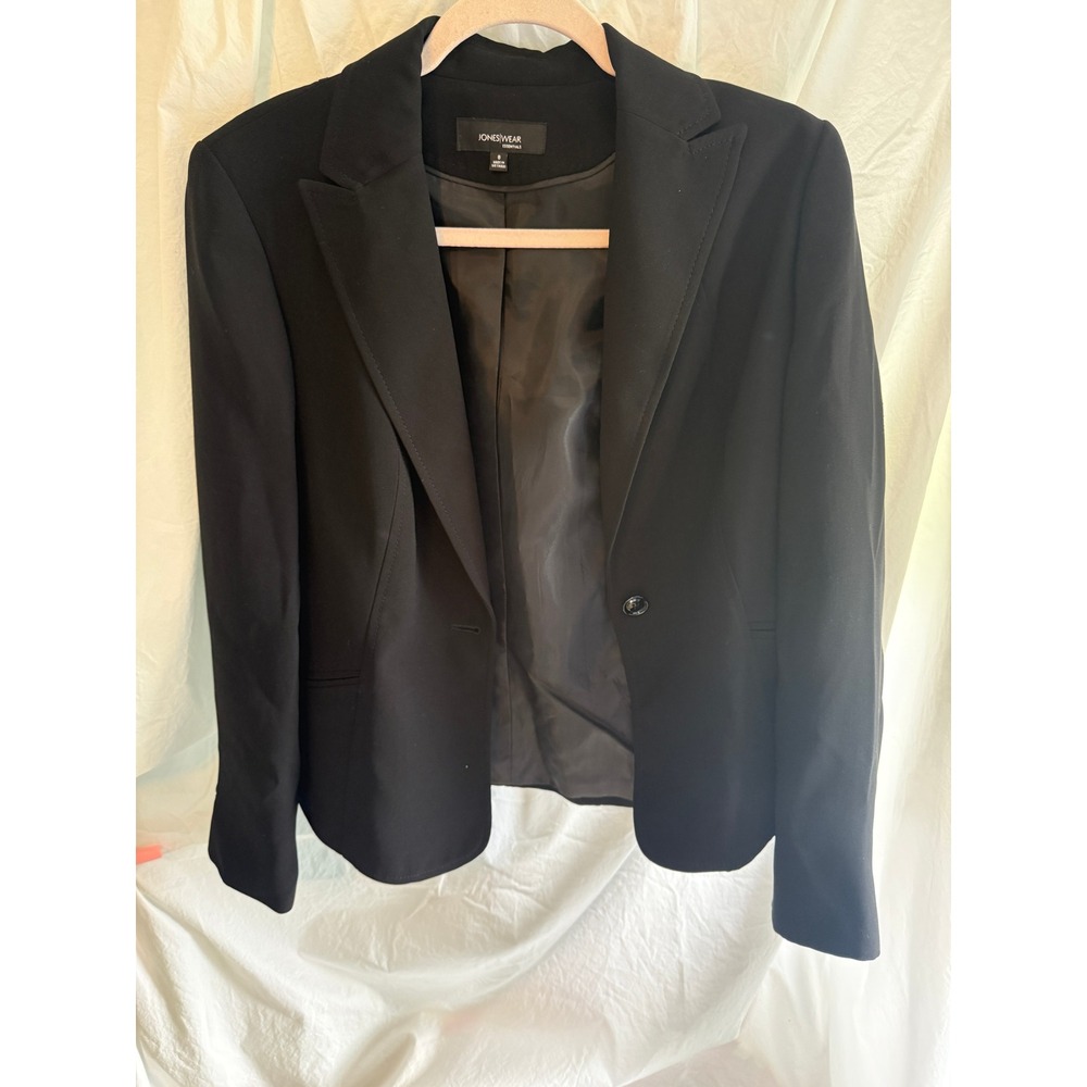 Jones Wear Essentials Black Skirt Suit Set Blazer Pencil Skirt Size 8 - Picture 1 of 11